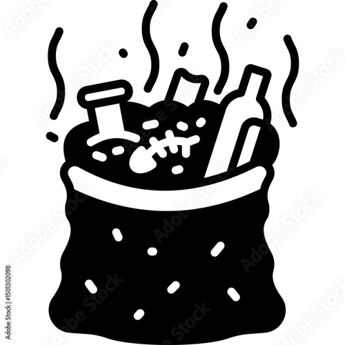 Trash Bag with Rubbish icon