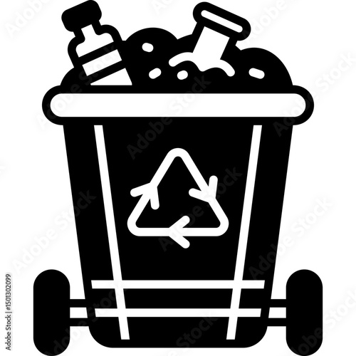 Trash Bin with Rubbish icon