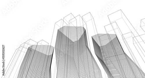 abstract architecture city 3d illustration background	
