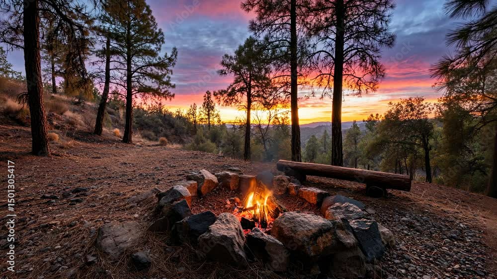 Campfire Scene at Sunset Campfire Scene at Sunset