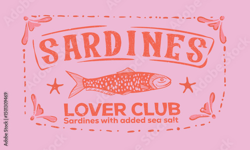 Seafood design. Fish in canned. Sardines fish artwork for t shirt print, poster, sticker and other uses.