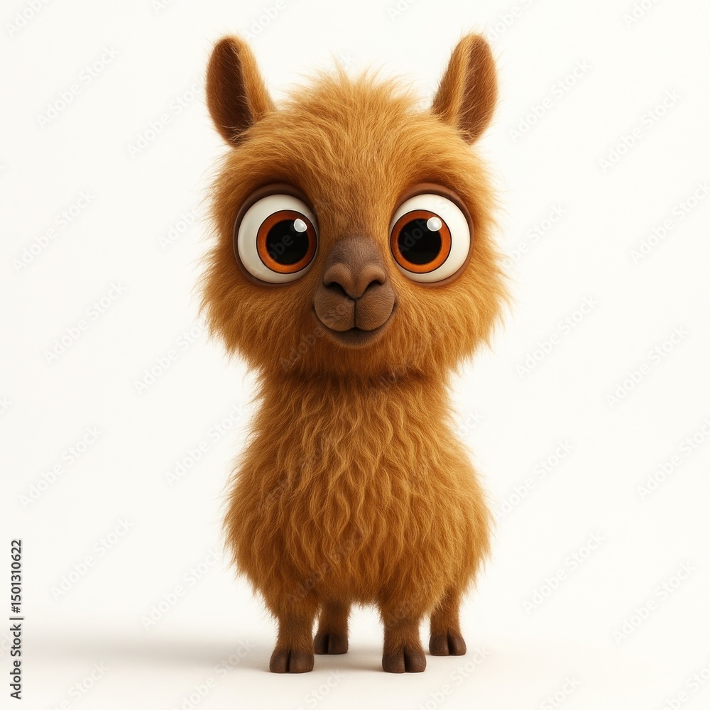 Obraz premium Cute fluffy cartoon llama