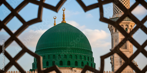 Photograph of the Green Dome of the Prophet’s Mosque 