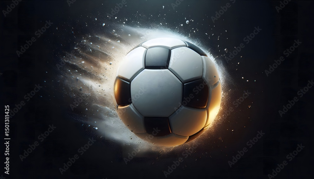 Naklejka premium soccer ball on the dark background