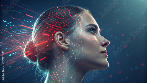 An AI agent hologram symbolizing agentic autonomy for collaboration with the human workforce using autonomous agents to work in business partnership using teamwork