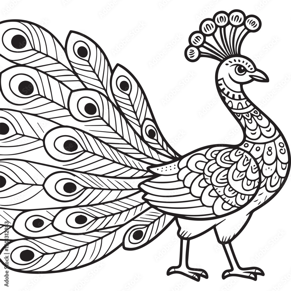 Fototapeta premium Elegant form and vibrant plumage, set against a clean white background.