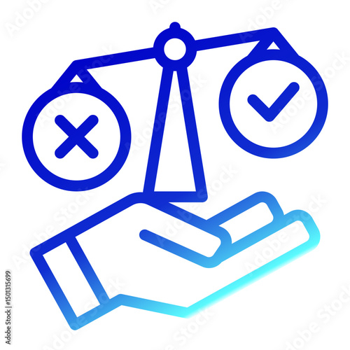 An icon symbolizing decision making, representing the process of making choices, evaluating options, and determining direction. Suitable for concepts like leadership and planning. (Outline Gradient St
