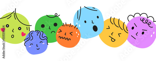 Face emoji mood emoticon divider banner illustration cartoon