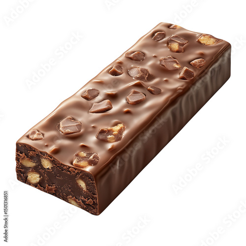 A delectable chocolate bar with crunchy nuts tempting your sweet tooth a on transparent background