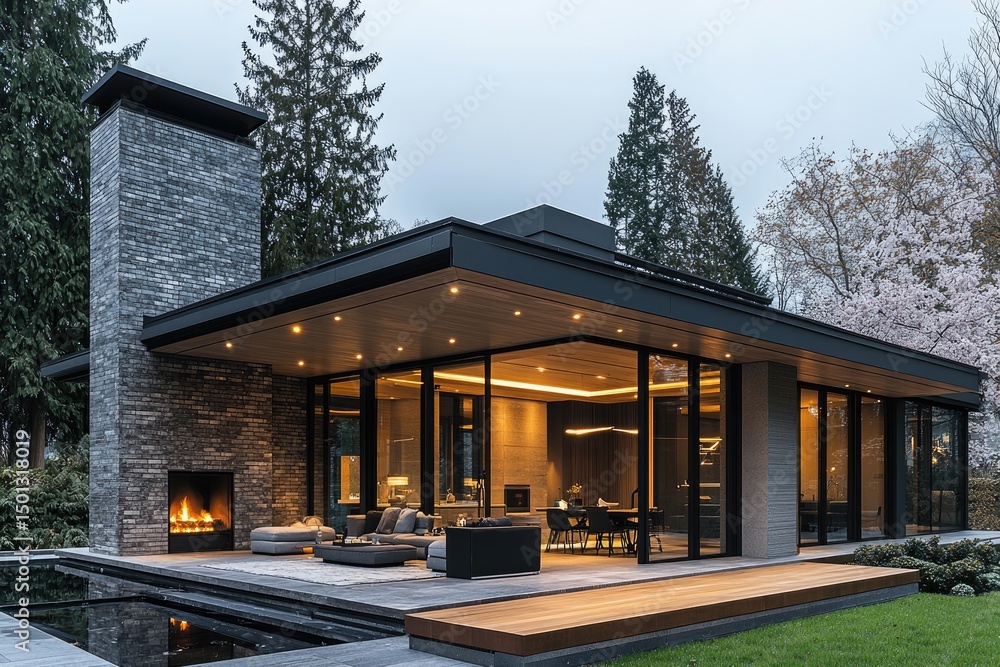 Modern stone home with a contemporary design. Modern stone home with a contemporary design.