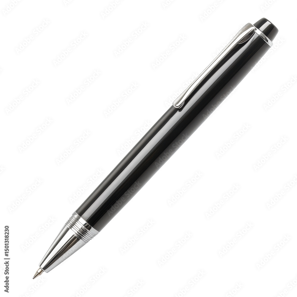 Isolated Black and Silver Metal Ballpoint Pen Isolated Black and Silver Metal Ballpoint Pen