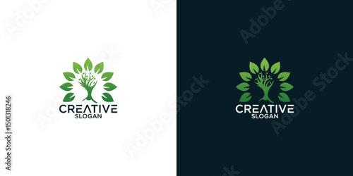 leaf and person logo vector design