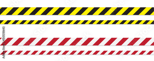 set of striped warning tape isolated vector illustration