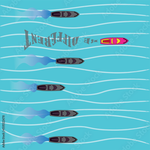 vector illustration about daring to be different from others and going first to see opportunities, suitable for business themes, mindset, innovation and daily life