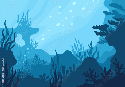 Underwater Deep Ocean Background Scene Illustration