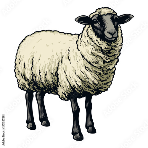 sheep, animal, vector, transparent background, cute, isolated, nature, mammal, wool, farm, pasture, rural, livestock