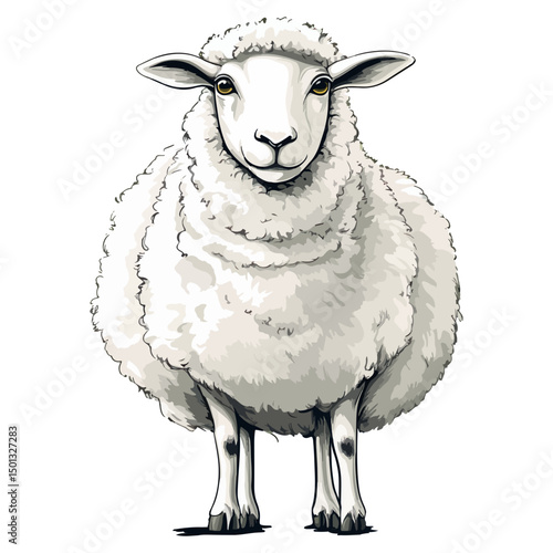 sheep, animal, vector, transparent background, cute, isolated, nature, mammal, wool, farm, pasture, rural, livestock
