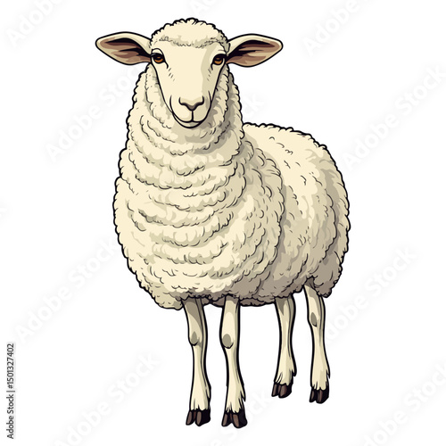 sheep, animal, vector, transparent background, cute, isolated, nature, mammal, wool, farm, pasture, rural, livestock