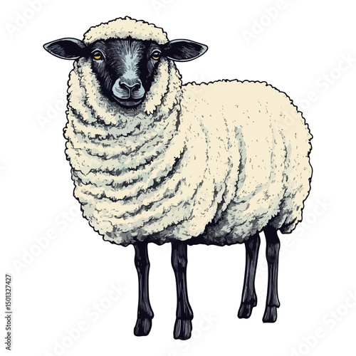 sheep, animal, vector, transparent background, cute, isolated, nature, mammal, wool, farm, pasture, rural, livestock