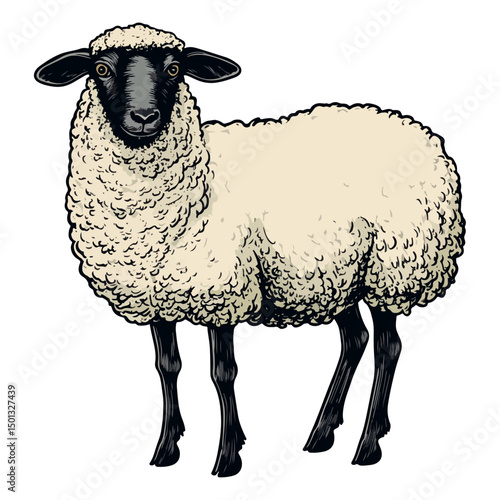 sheep, animal, vector, transparent background, cute, isolated, nature, mammal, wool, farm, pasture, rural, livestock