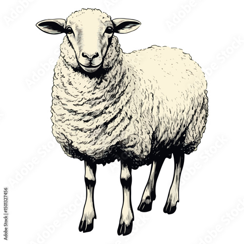 sheep, animal, vector, transparent background, cute, isolated, nature, mammal, wool, farm, pasture, rural, livestock