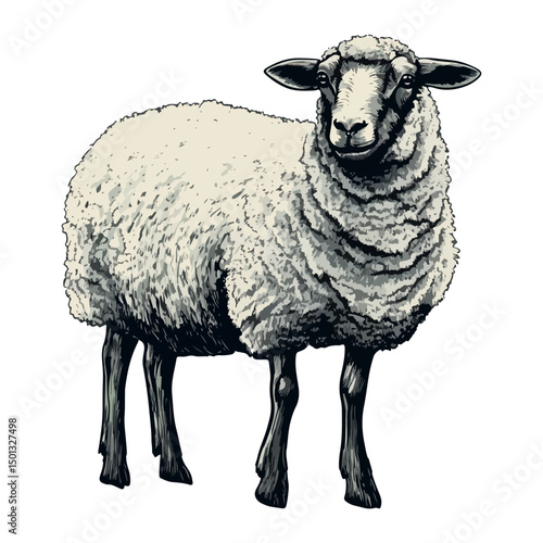 sheep, animal, vector, transparent background, cute, isolated, nature, mammal, wool, farm, pasture, rural, livestock