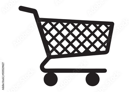 shopping cart logo silhouette vector illustration, shopping cart silhouette logo icon design, shopping cart vector logo, Shopping trolley vector silhouette illustration isolated on white background.