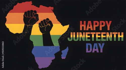 Happy juneteenth day african pride lgbtq+ celebration