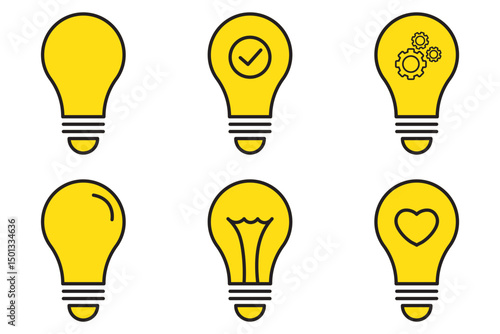 Idea icon. Light bulb sign. Idea vector set. Electric lamp isolated sign. set of bulbs idea concept isolated vector.