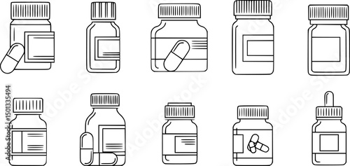 Medicine capsule bottle icon vector silhouette
