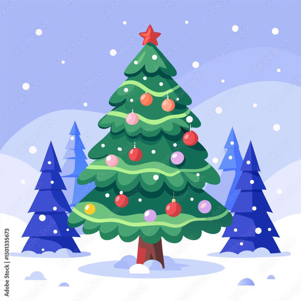Fototapeta premium christmas tree with snow