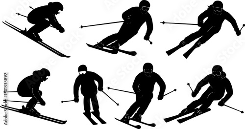 A skier vector silhouette illustration black color
