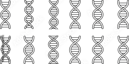 dna icon set, dna helix, chromosome, molecule symbol, Vector illustration.