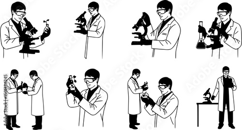 Biologist black silhouette of a simple minimal vector
