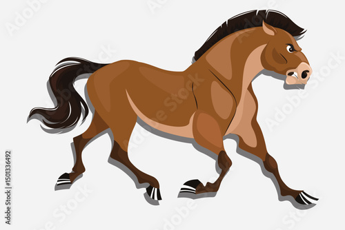 Vector illustration of a running horse cartoon isolated on white