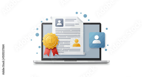 Laptop Displaying Award Winning Profile Document