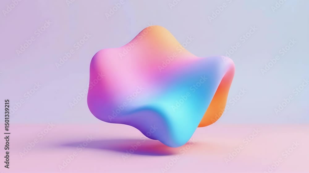 Colorful abstract shape dances in ethereal light at digital art exhibition Colorful abstract shape dances in ethereal light at digital art exhibition