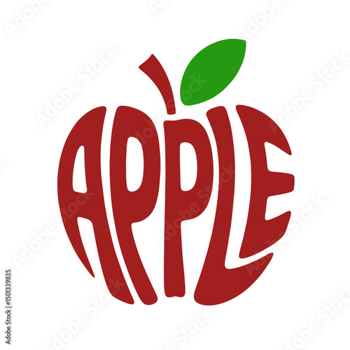 Bright red apple logo with green leaf symbolizes freshness and vitality, creatively designed with bold letters