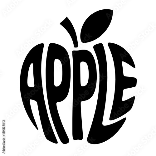Bright red apple logo with green leaf symbolizes freshness and vitality, creatively designed with bold letters