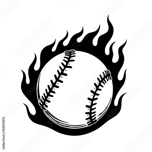 silhouette of flaming baseball vector 