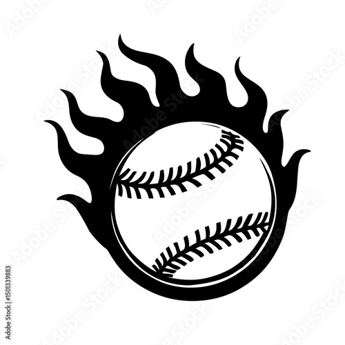 silhouette of flaming baseball vector 