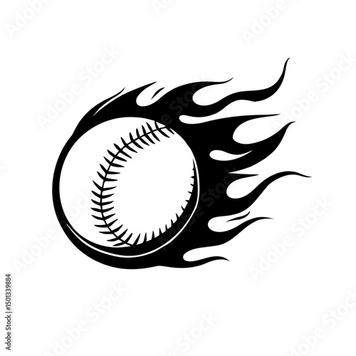 silhouette of flaming baseball vector 