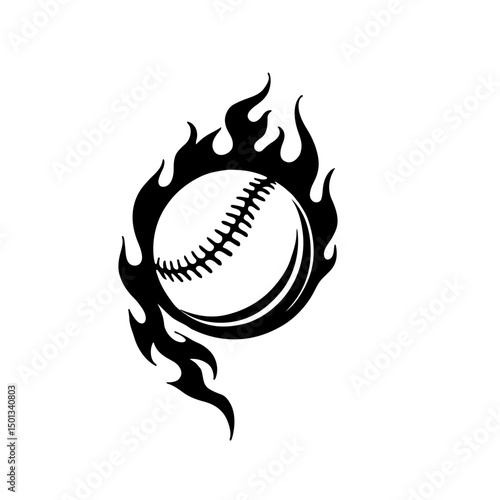 silhouette of flaming baseball vector 
