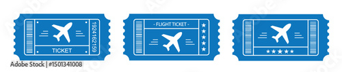 Plane tickets icon. Boarding pass set icon, vector illustration