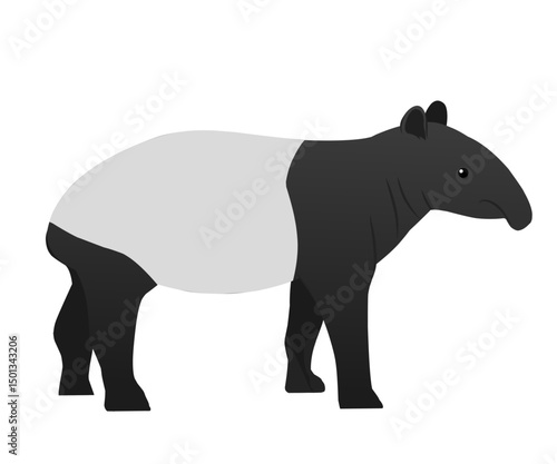 Cool tapir vector illustration in flat style. Suitable for your various design needs.