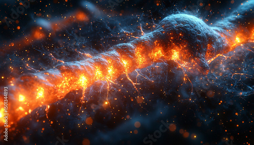  Extreme Macro of Neuron Synapses Firing Electric Impulses – Glowing Neural Network Structure in 32K Hyperrealistic Science Art