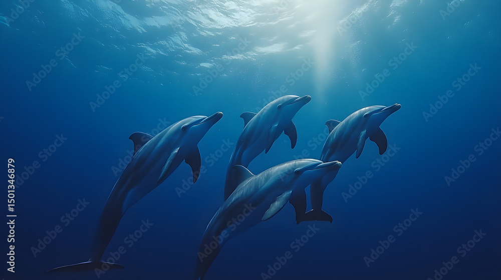 Fototapeta premium underwater scene with shark and diver