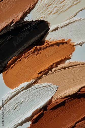 Textured Application of Various Shades of Cosmetic Products on a Flat Surface...