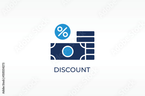 DISCOUNT vector, icon or logo sign isolated symbol illustration