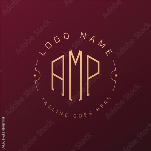 Luxury AMP Logo Design, Elegant Letter AMP Monogram Logo. Minimalist Polygon AMP Logo Design Template
